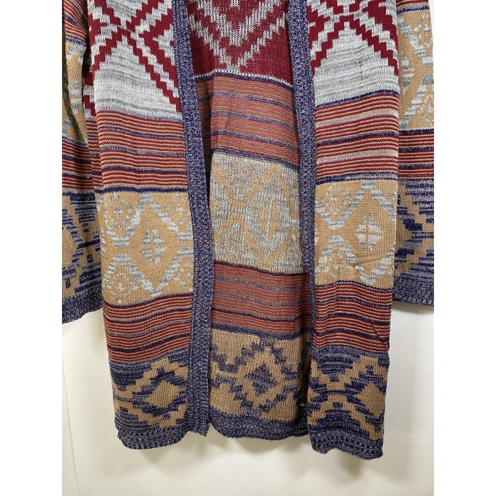 Aztec Western Hooded Cardigan Sweater Women's M Charlotte Russe USA Made - Picture 5 of 8